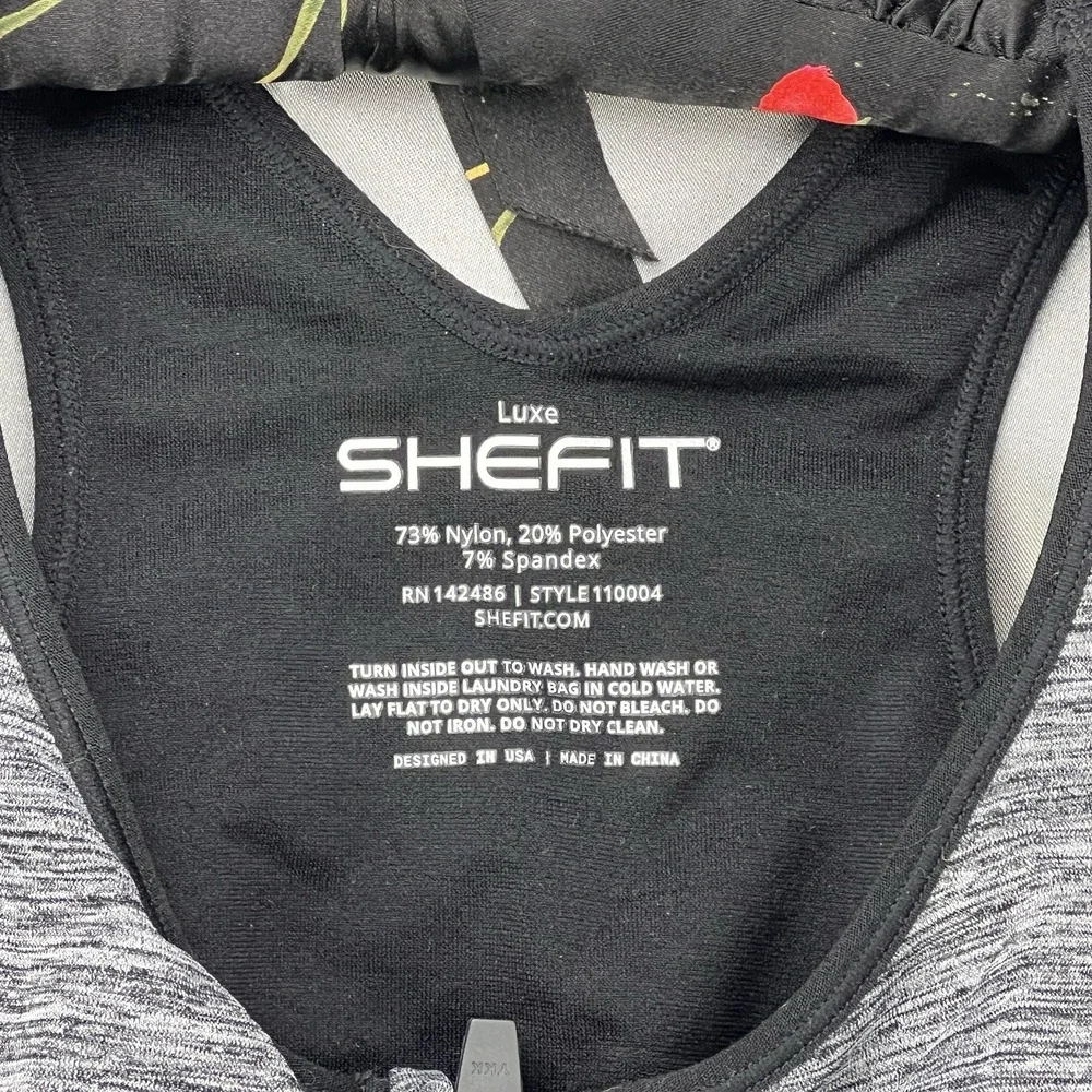 SHEFIT‎ Lounge Sports Bra Luxe (L) Zip Front Close Graphite Gray Removable Pads